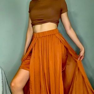 Orange flowy skirt
